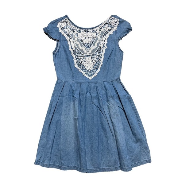 Women's Altar'd State Jean Dress with Crochet Details. Zipper back. Size Small. - Picture 1 of 10
